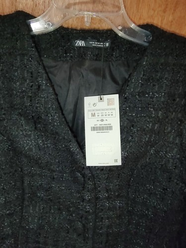 ZARA NWT size M textured black studded blazer dress long sleeves - Picture 5 of 6