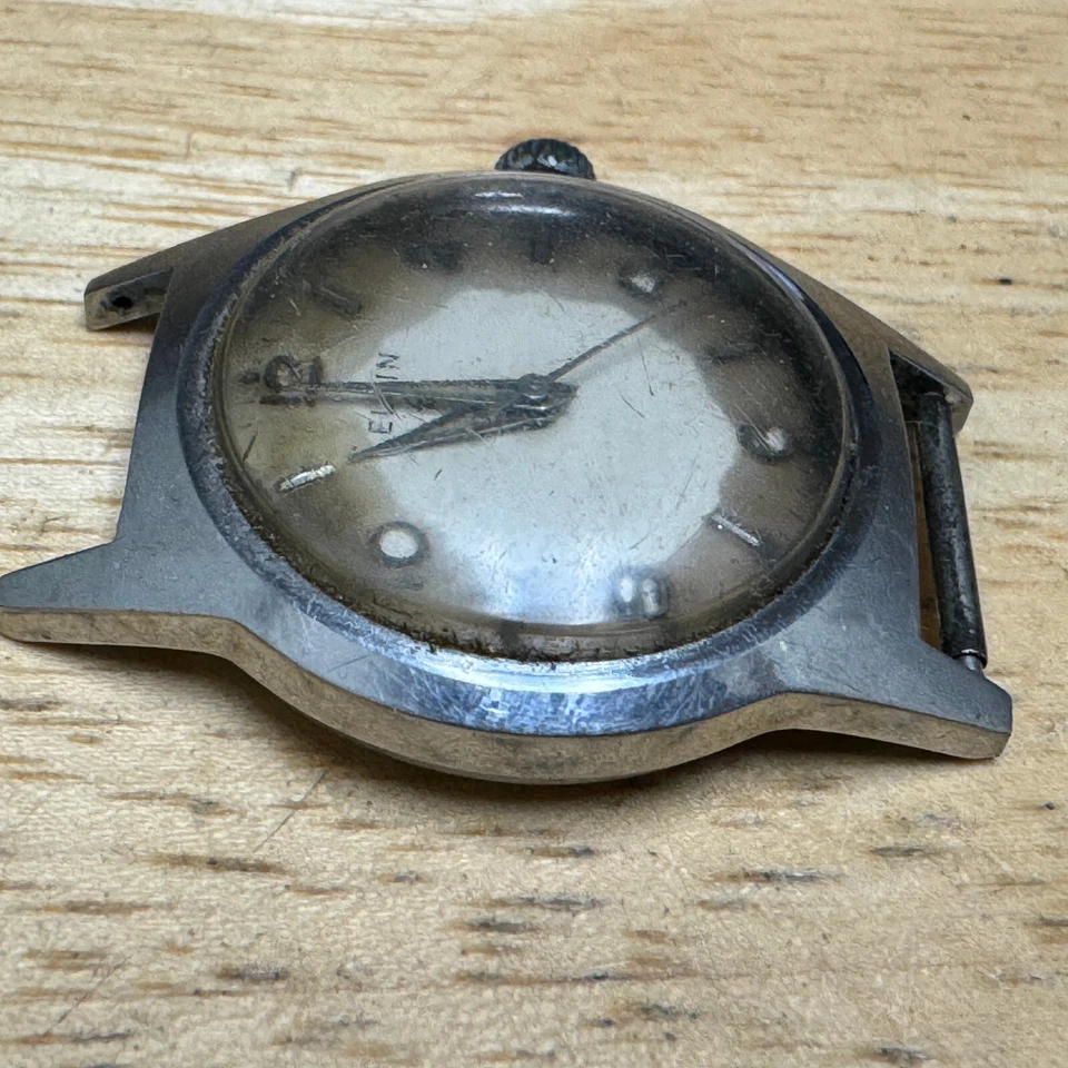 Vintage Elgin Men Silver Waterproof Hand Wind Mechanical Watch~For Parts Repair - Image 3 of 4