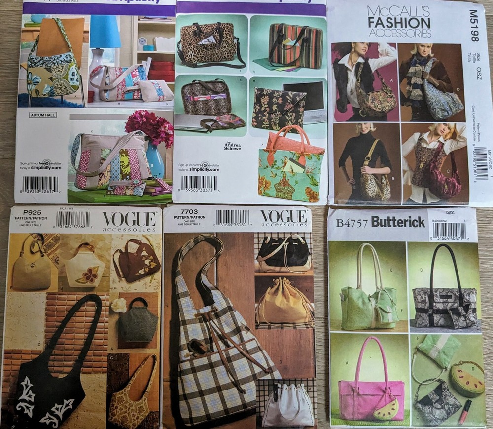 Purse Bag  Tote Laptop Patterns Choose Pick Butterick Vogue McCall's UNCUT