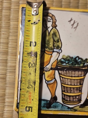 Antiguo cuadrado de baldosas cerámicas europeas de 5,25" catalán salvamento ocupacional núcleo agrícola - Imagen 18 de 24