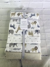 Carters 4 Pack Receiving Blankets Zoo Animal Safari Stripes Triangle Print 2017