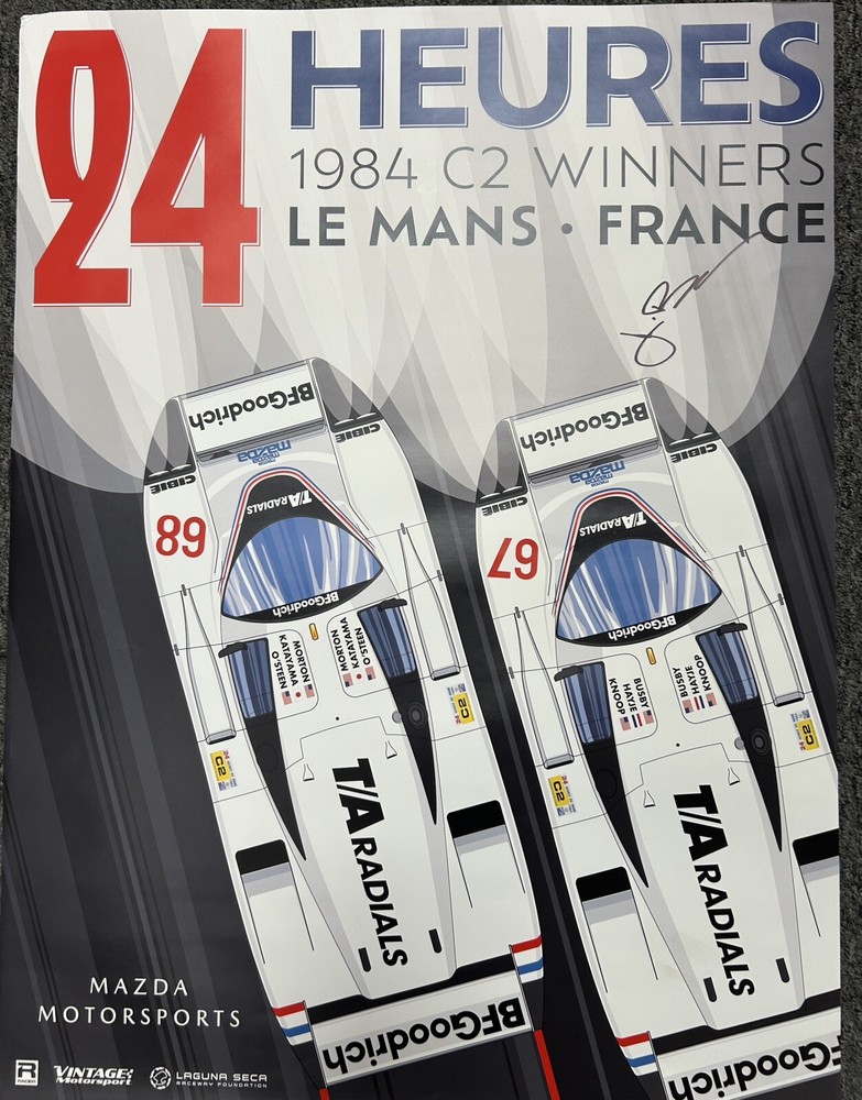 1984 Mazda Le Mans Poster Signed by Jim Busby