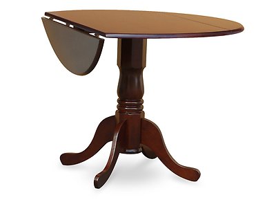 42'' Round Dublin drop-leaf pedestal kitchen table without chair mahogany finish