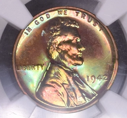 1942 Lincoln Wheat Penny Cent - NGC PF64 RB CAC - Amazing Toning!! JS