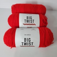 Big Twist Value Yarn Lot Set Of 3 Varsity Red 380 Yards 6 Ounces Each Weight 4