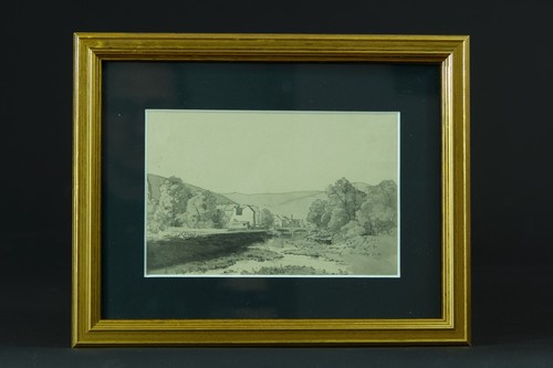 Ancien Dessin Gabriel Guerin Bourbonne-les-Bains vue animé rivière pont 1900 - Photo 5/5