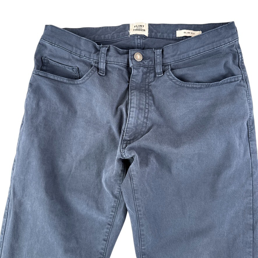 Flint Tinder 365 Pants Mens 30x32 Blue Straight Slim 5 Pocket Travel Huckberry