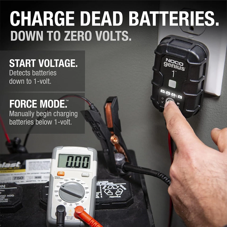 NOCO GENIUS1 6V/12V 1A Smart Battery Charger, Trickle Charger and Maintainer - Image 3 of 4
