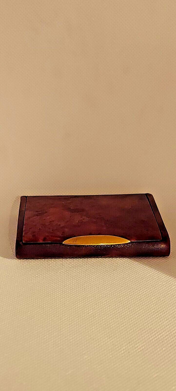 Rare 14K Fine Antique Burl Wood Hinged Snuff Box ca. 1850's Fabulous Pill Box AB