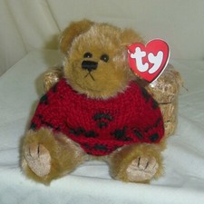 Bearkhardt TY Beanies Attic Treasure jointed Teddy Bear in sweater new MWMT 6204