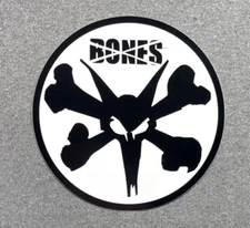 Bones Vato Circle Skateboard Sticker White/Black 6"