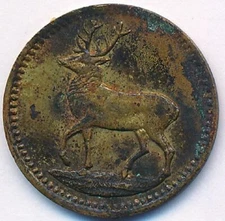 1900s Europe Deer & Bull Hard Time Bronze Jetton Token Coin