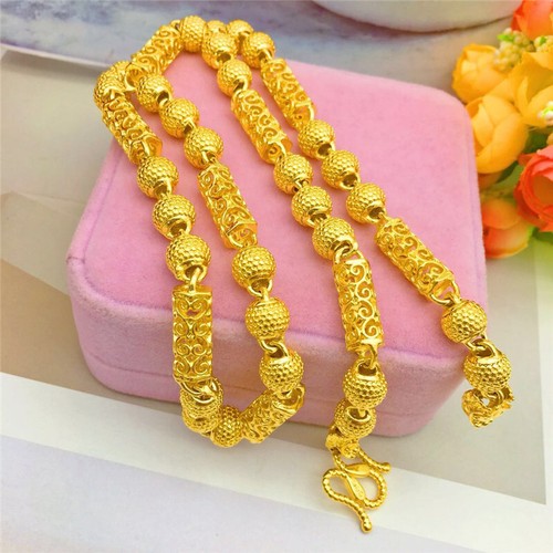 Men Chains Necklace 8MM 24K Yellow Gold Plated Double Dragon Head chain - Picture 2 of 6