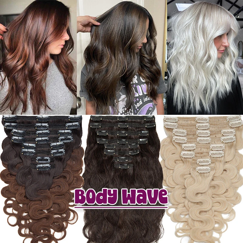 CLEARANCE Double Wefted Clip In Human Hair Extensions Full Head Thick Highlight - Image 2 of 4