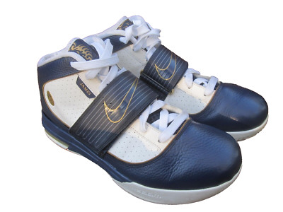   RARE NIKE ZOOM 407707-401 LEBRON BLUE/GOLD/WHITE SHOES SIZE 10 ST135 3PT8