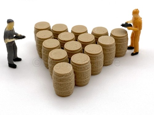 Confezione 40 botti di vino in legno scala HO - modellino treno paesaggio oggetti di scena in miniatura - Foto 3 di 5
