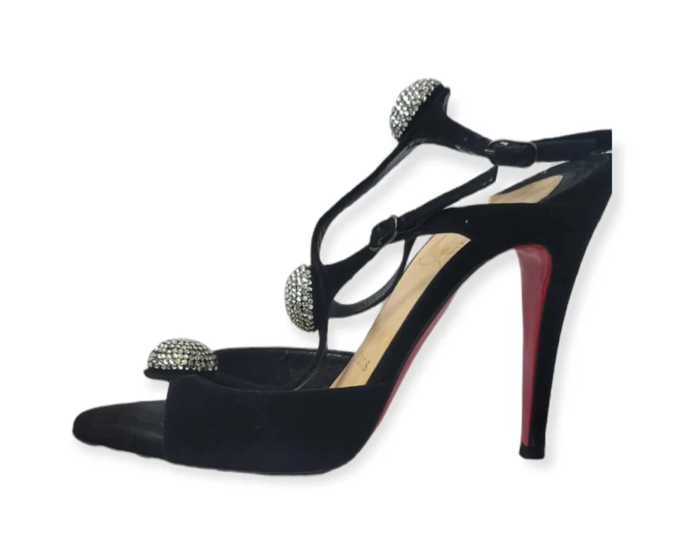 Christian Louboutin Black Suede Spartenvol Strass 100 Formal Shoes EU 35 / US 5 - Image 2 of 4