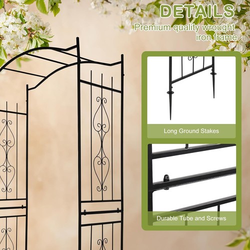 7.5Ft Garden Arch Arbor, Steel Frame Stand Trellis, Archway for Wedding Ceremony - Picture 9 of 12