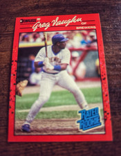 Donruss 1990 Greg Vaughn Rated Rookie #37 Milwaukee Brewers MLB Baseball Card. rookie card picture