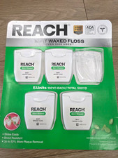 REACH Mint Waxed Dental Floss Mint Flavored Shred Resistant 5x100 yd