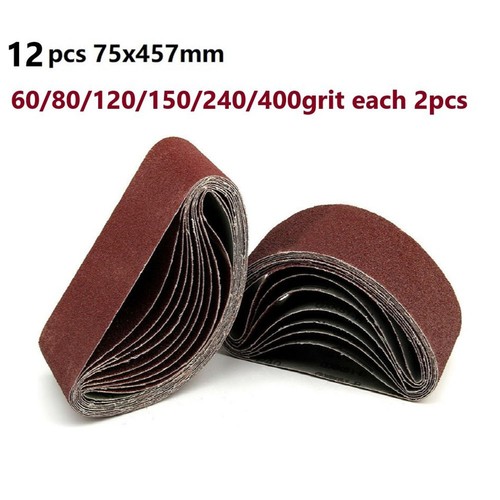 Lot De 10 Bandes Abrasives SATC Tissu 75x457mm - Grain P180 - Pour Ponceuse à Bande
