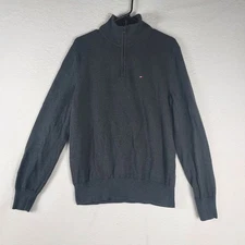 Tommy Hilfiger Men’s Gray 100% Cotton Quarter Zip Sweater Size M Made in Vietnam