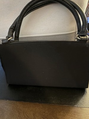 Miche Black Handbag Shoulder Purse Silver Hardware Beige Interior Pre-Owned