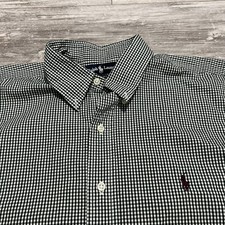Polo Ralph Lauren Mens Gingham Blake Cotton Short Sleeve Button Down XL Green