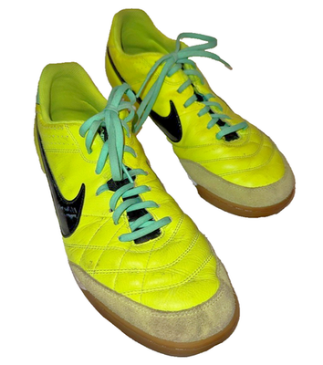 Nike Tiempo Genio Leather IC Indoor Soccer Shoes Neon Yellow