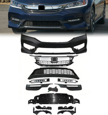 Front Bumper Grille Wfog Lights Complete Set For 2016 2017 Honda Accord Sedan