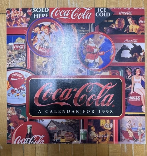VINTAGE 11 1/4" X 11 1/4" 1998 COCA COLA COKE PAPER WALL CALENDAR great shape!