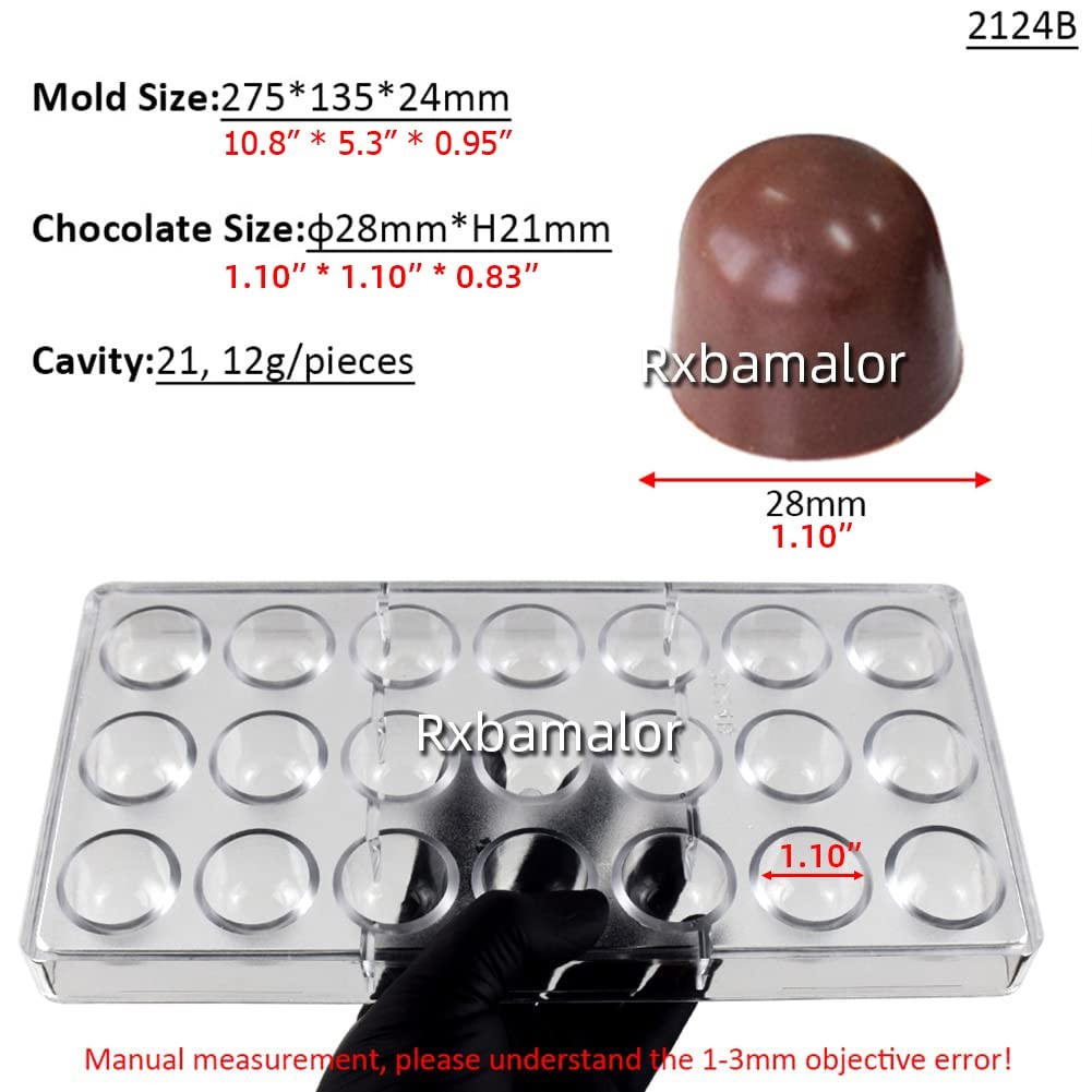 Polycarbonate Chocolate Mold Bullet Shape for Chocolate Bonbons Candy 21 Cavity