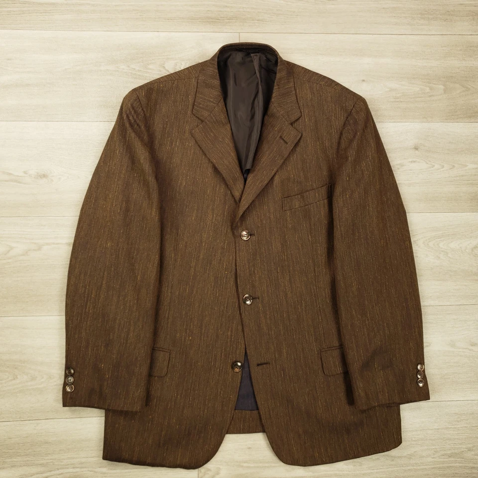 Blazer Ermenegildo Zegna Vintage Para Hombre 44L* Delgado Cachemira Seda Lino Tres Botones Foto 2 de 4