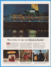 1960 SS Orsova Cunard Cruise Ship Orient & Pacific Temple Dancers Ad Advertising