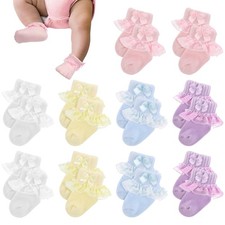 10 Pairs Preemie Baby Socks Cotton Ruffle Lace for Girls Boys Newborn
