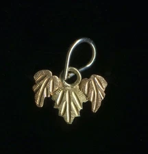 New 10K 11mm Solid Yellow & Rose Gold Leaf Petal Plant Pendant Charm *PR