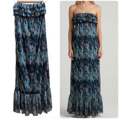 Eyelash Couture Watercolor Ruffle Trim Tube Dress Medium Ethereal Fairycore Boho
