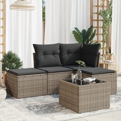 Gartenmöbel Sofa Garnitur Kissen Lounge Set Gartengarnitur Poly Rattan vidaXL