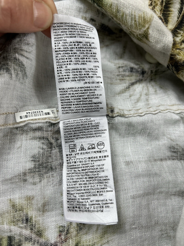 Banana Republic Shirt Mens L Hawaiian Floral 100% Linen Short Sleeve Button Up - Picture 10 of 12