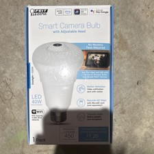 Bombilla para cámara inteligente eléctrica Feit Wi-Fi 1080p HD visión nocturna Alexa Google Audio