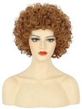 Women's 70s 80s Disco Party Short Curly Brown Afro Wig for Costume Cosplay