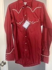 Nwt VTG Rockmount Ranch Wear Red Western L/s Shirt Sz 35/15 From Store Estate