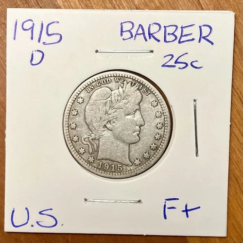 1915 D Barber Silver Quarter