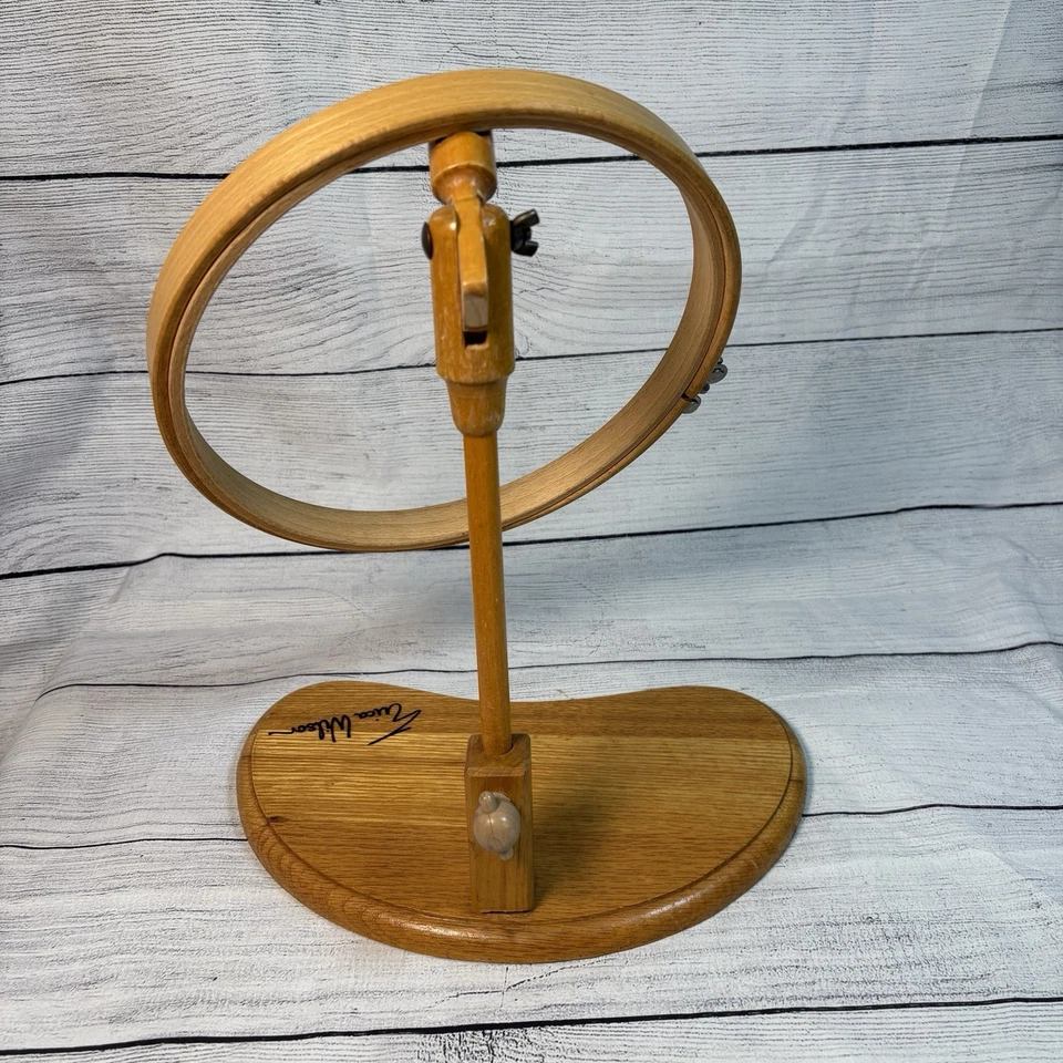 Erica Wilson 9" Adjustable Wooden Quilting Needlework Frame Standing Wood Hoop - Image 3 of 4
