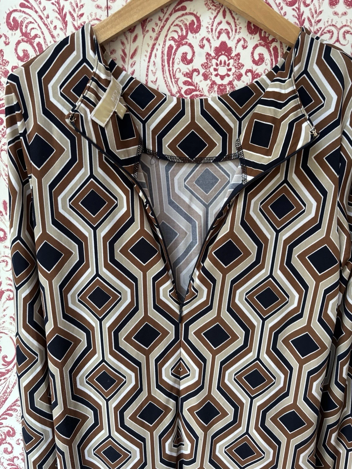 Abito da giorno Michael Kors elasticizzato manica lunga stampa geometrica taglia small