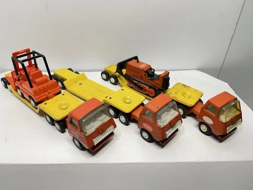 Vintage Pressed Steel Small Tonka Truck Lot Cabs, Trailers. Bulldozer Lot Of 8
