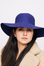 Purple Doeskin Wool Wide Brim Hat Capeline Felt 70s Boho Chic