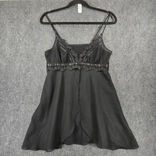 Y2k Black Wrap Flyaway W/ Lace Camisole Babydoll Chemise Lingerie Coquette S