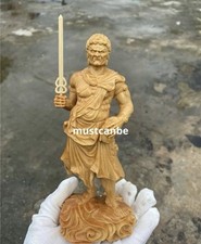 Fudo Myoo Wooden Buddhist Statue Hand-Carved One-Piece Wood Standing Figure