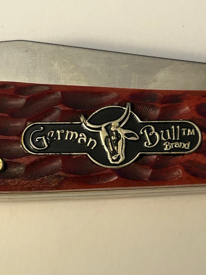 Nuevo CUCHILLO TRAMPERO ALEMÁN TORO ACERO INOXIDABLE CIERVO TAMAÑO COMPLETO ROJO 2 hojas trampa  Foto 3 de 4